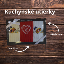 Kuchynské utierky - folklór - červená